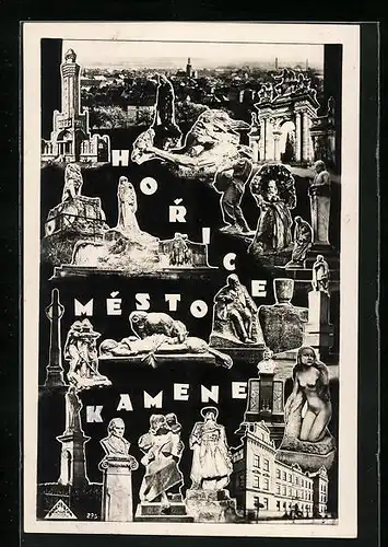 AK Horice, Pomnik, Panorama, Fotomontage