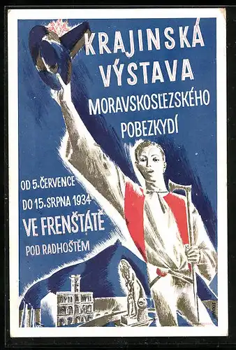 AK Frenstat P. R., Krajinska Vystava Moravskolezskeho Pobezkydi 1934