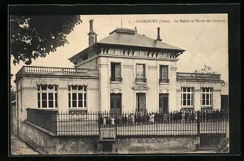 AK Gilocourt, La Mairie et l`Ecole des Garcons