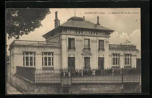 AK Gilocourt, La Mairie et l`Ecole des Garcons