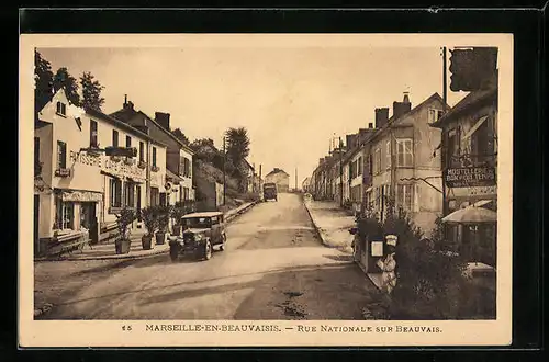 AK Marseille-en-Beauvaisis, Rue Nationale sur Beauvais