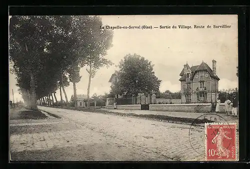 AK La Chapelle-en-Serval, Sortie du Village, Route de Survillier