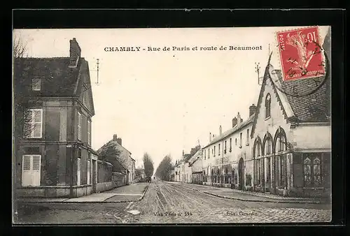 AK Chambly, Rue de Paris et route de Beaumont