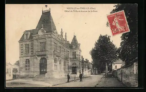 AK Neuilly-en-Thelle, Hotel de Ville et Avenue de la Gare