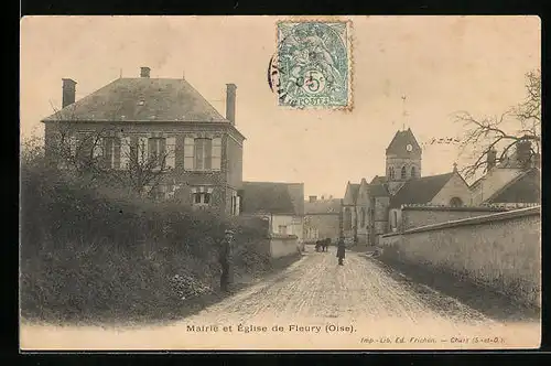 AK Fleury, Mairie et Église