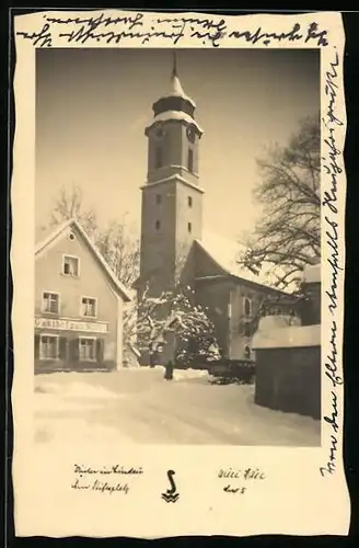 AK Lindau, Gasthaus zum Stift am verschneitem Stiftsplatz