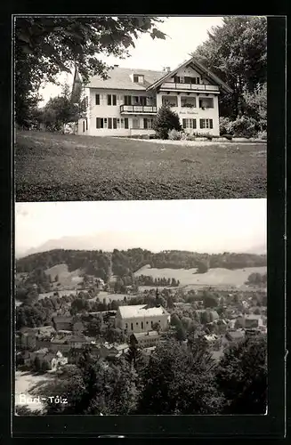 Foto-AK Bad Tölz, Hotel-Pension Waldherr, Panorama