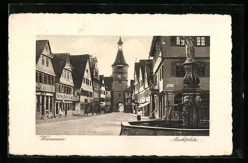 AK Winnenden, Brunnen am Marktplatz