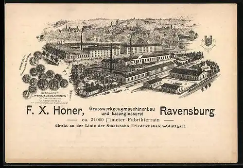 AK Ravensburg, F. X. Honer, Grosswerkzeugmaschinenbau und Eisengiesserei