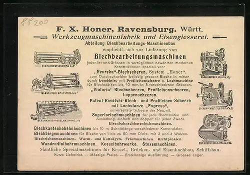 AK Ravensburg, F. X. Honer, Grosswerkzeugmaschinenbau und Eisengiesserei