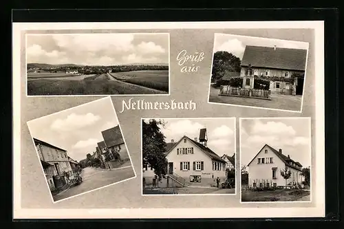 AK Nellmersbach, Rathaus, Denkmal, Strassenpartie, Panorama