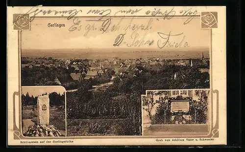 AK Gerlingen, Schillerstein auf der Gerlingerhöhe, Grab v. Schillers Vater und Schwester