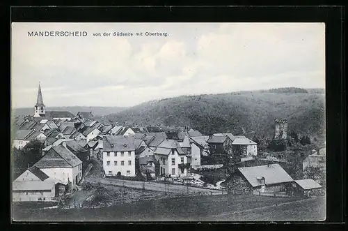 AK Manderscheid, Ortsansicht von der Südseite mit Oberburg