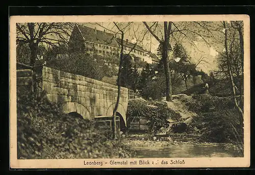 AK Leonberg, Glemstal mit Blick auf das Schloss