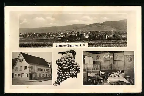 AK Rommelshausen i. R., Cafe zum Kernenturm, Innenansicht, Panorama