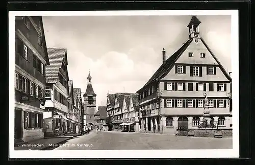 AK Winnenden, Marktplatz mit Rathaus