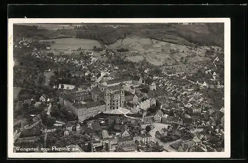 AK Weingarten in Württ., Fliegeraufnahme der Ortschaft