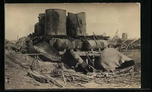 Foto-AK Oppau, Auswirkungen einer Explosion in 1921
