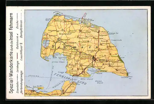 AK Petersdorf / Fehmarn, Spezial-Wanderkarte Insel Fehmarn