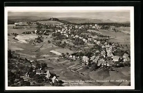 AK Neuhütten, Teilansicht mit Aussichtsturm Steinknickle, Fliegeraufnahme