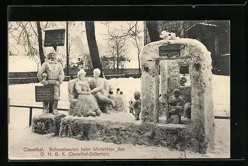 AK Clausthal, Schneebauten beim Winterfest des O. H. S. K. Clausthal-Zellerfeld