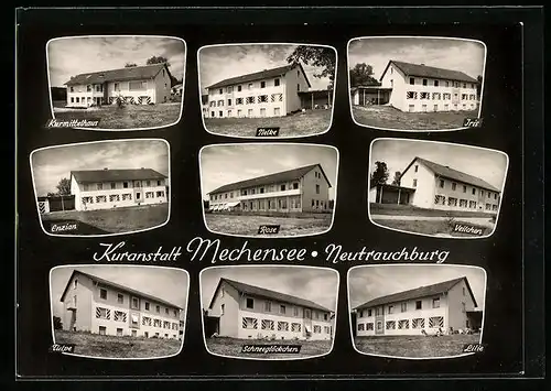 AK Neutrauchburg bei Isny im Allgäu, Kuranstalt Mechensee, Kurmittelhaus, Enzian, Schneeglöckchen