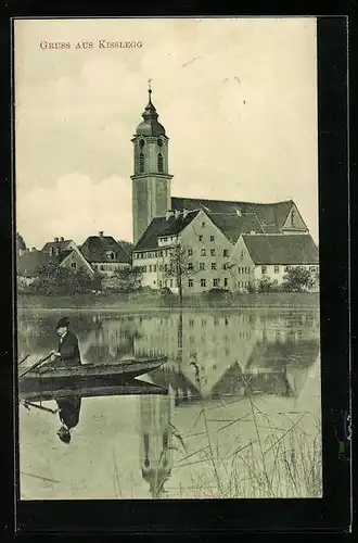 AK Kisslegg, Uferpartie mit Kirche
