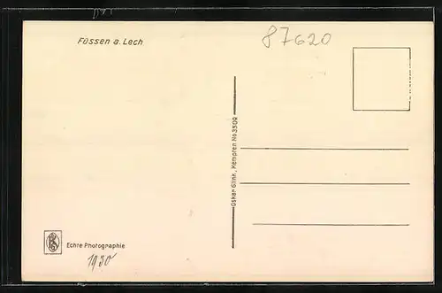 AK Füssen /Lech, Ortsansicht mit Kirche