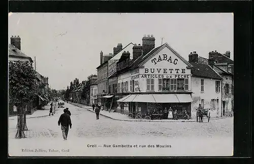 AK Creil, Rue Gambetta et rue des Moulins