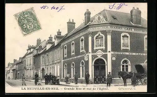 AK La Neuville-en-hez, Grande Rue et rue de l`Eglise