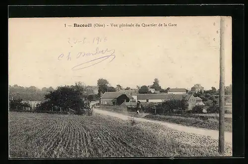AK Bacouel, Vue générale du Quartier de la Gare