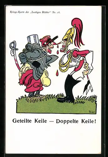 Künstler-AK Walter Trier: Geteilte Keile - Doppelte Keile!