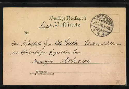 Lithographie Beeskow, Gasthof zum grünen Baum, Neue Artillerie-Kaserne