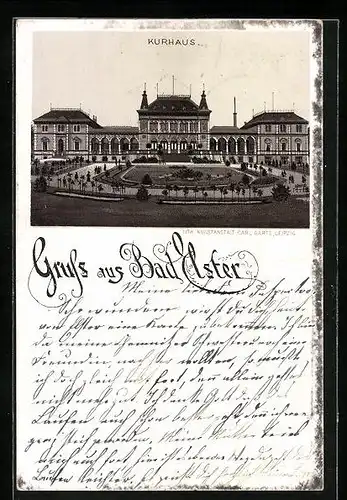 Vorläufer-Lithographie Bad Elster, 1895, Ansicht vom Kurhaus
