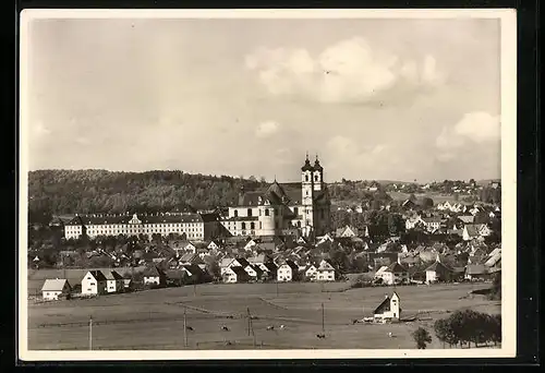 Foto-AK Walter Hege: Ottobeuren, Ortsansicht mit Benediktinerabtei