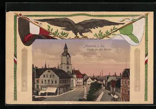 AK Meerane i. Sa., Partie an der Kirche, Aar