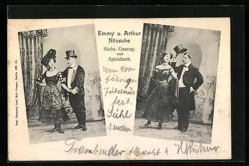 AK Musiker Emmy und Arthur Nitzsche, Sächs. Gesang- und Spielduett