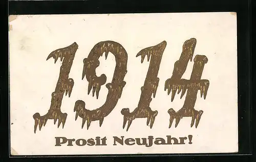 Präge-AK Goldene Jahreszahl 1914 zum neuen Jahr