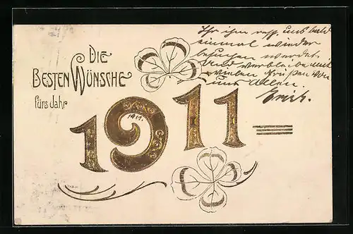 Präge-AK Vergoldete Jahreszahl 1911