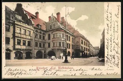 AK München, Gasthof Münchner Hofbräuhaus, Strassenansicht