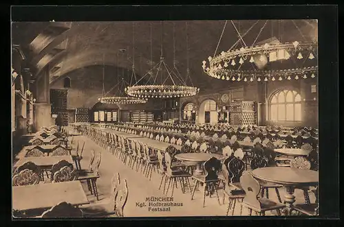 AK München, Gasthof Münchner Hofbräuhaus, Festsaal