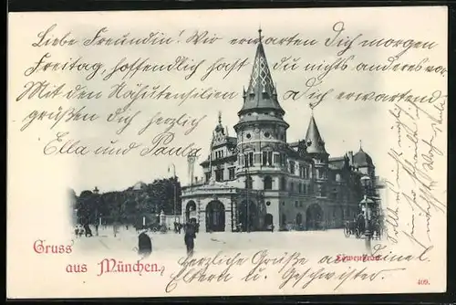 AK München, Gasthof Löwenbräu-Keller im Sonnenschein