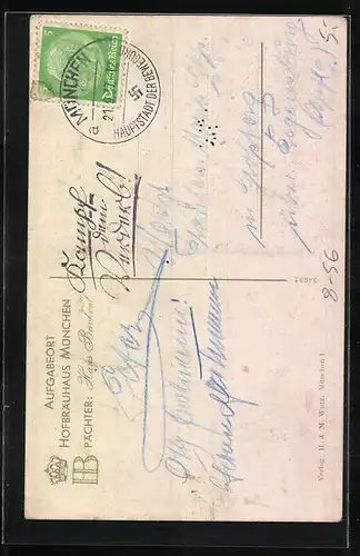 AK München, Gasthof Hofbräuhaus mit parkenden Autos davor