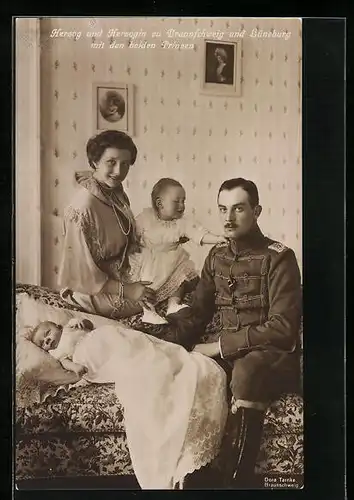 AK Ernst August Herzog von Braunschweig mit den beiden Prinzen