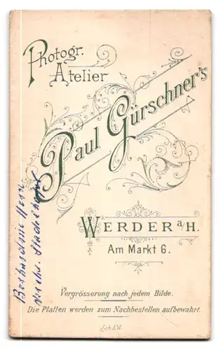 Fotografie Paul Gürschner, Werder a. H., Am Markt 6, Dame im schwarzen Zwirn