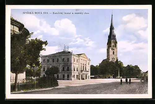 AK Spisska Nova Ves, katolicky kostol a mestsky dom