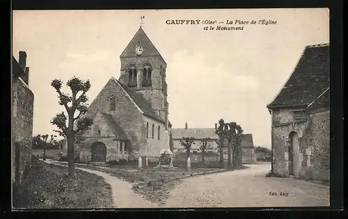 AK Cauffry, La Place de l`Eglise et le Monument