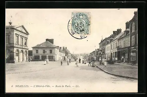 AK Noailles, L`Hotel-de-Ville, Route de Paris