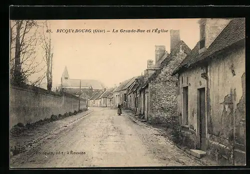 AK Ricquebourg, La Grande-Rue et l`Eglise