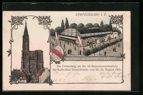 AK Strassburg i. E., Zur Erinnerung an die 52. Generalversammlung der Katholiken Deutschlands 1905